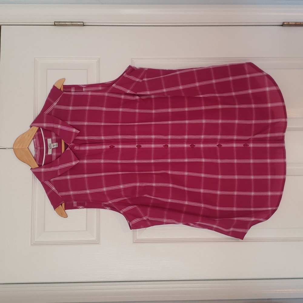 Sleeveless Cotton Plaid Shirt